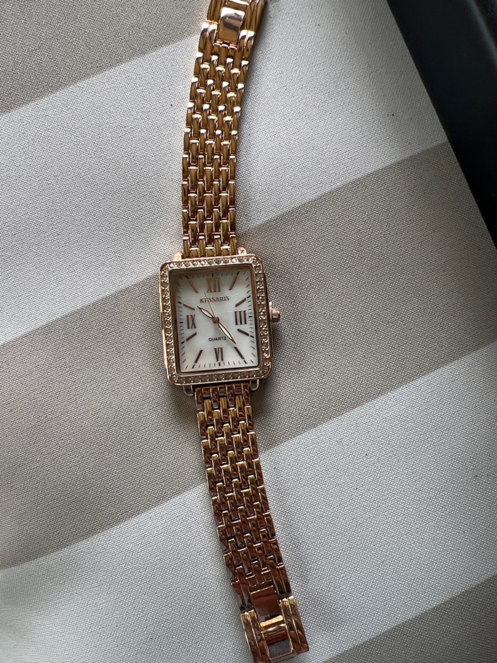 Kennasaris Rose Gold Crystal-Trim Square Dial Women's Watch
